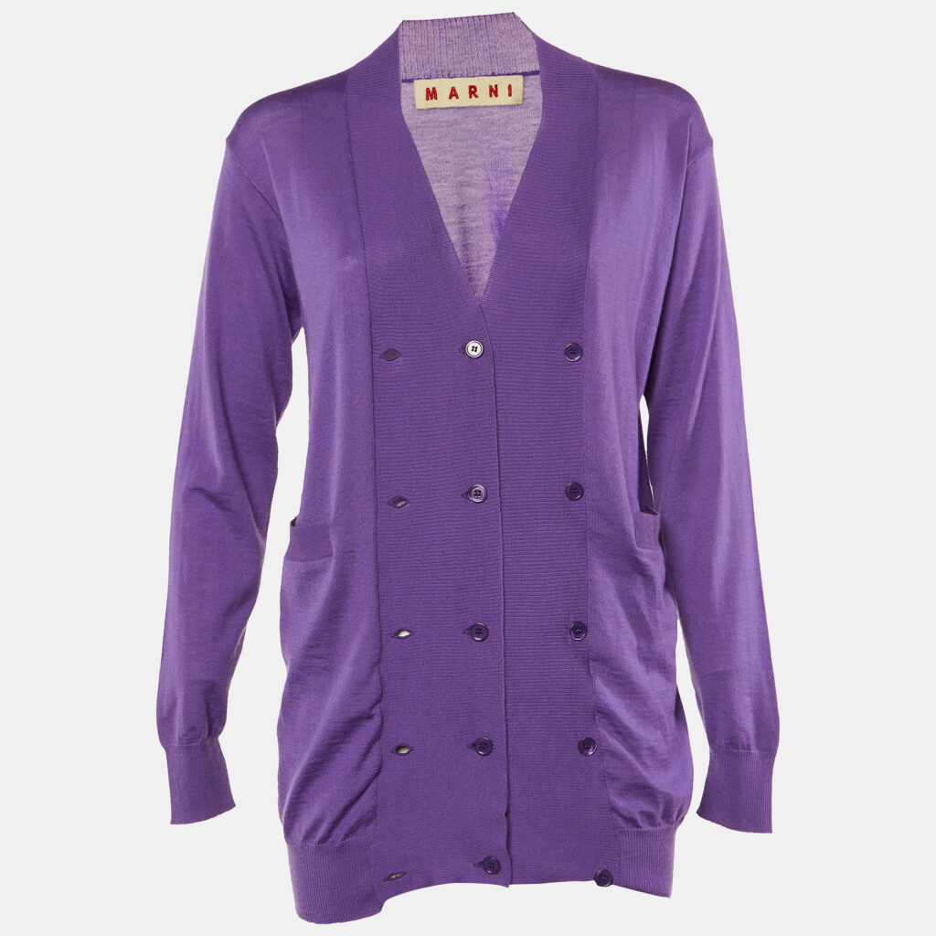 Marni Purple Cashmere Double Breasted Cardigan M Marni Purple Cashmere Double Breasted Cardigan M