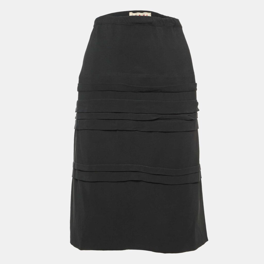 luxury-women-marni-used-clothes-p1193255-001-1.jpg Marni Black Crepe Knee Length Skirt L