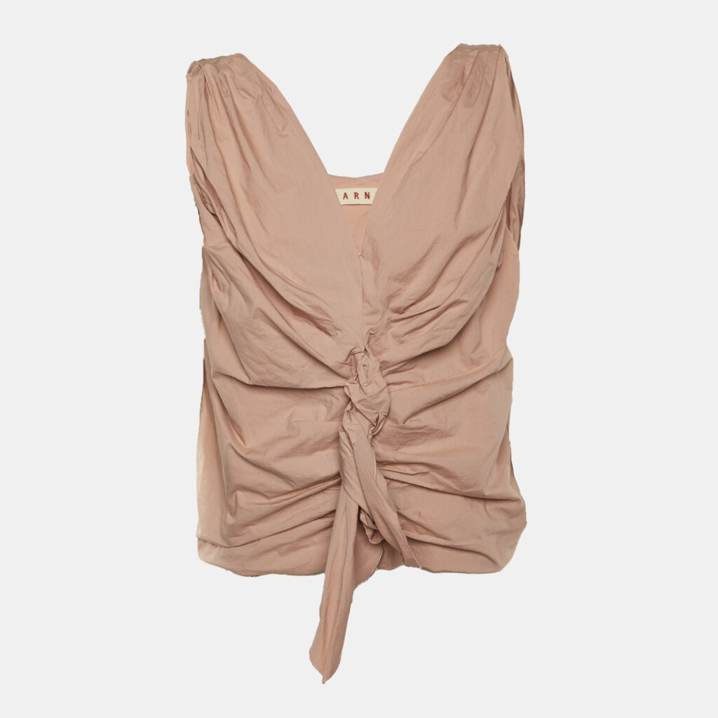 Marni Coral Pink Cotton Ruched Sleeveless Top M Marni Coral Pink Cotton Ruched Sleeveless Top M