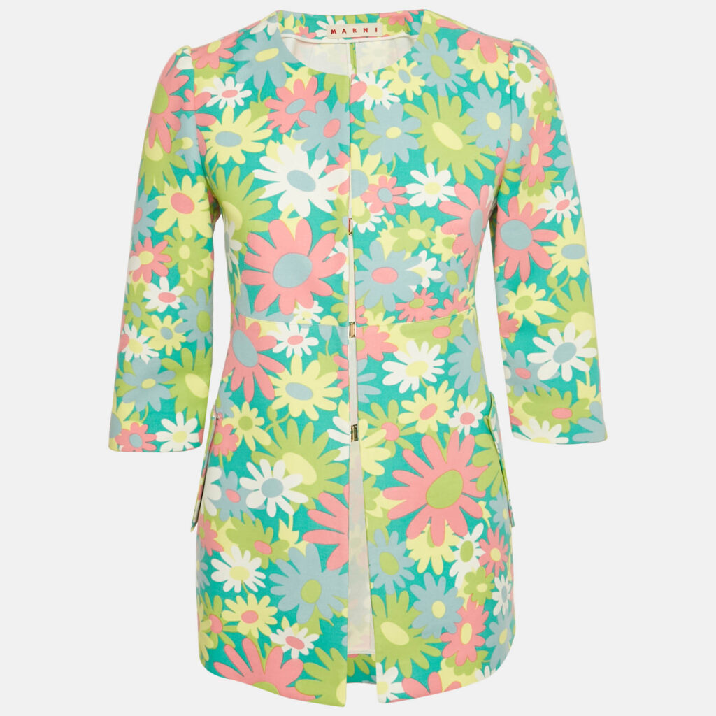 Marni Green Floral Print Cotton Jacket S Marni Green Floral Print Cotton Jacket S