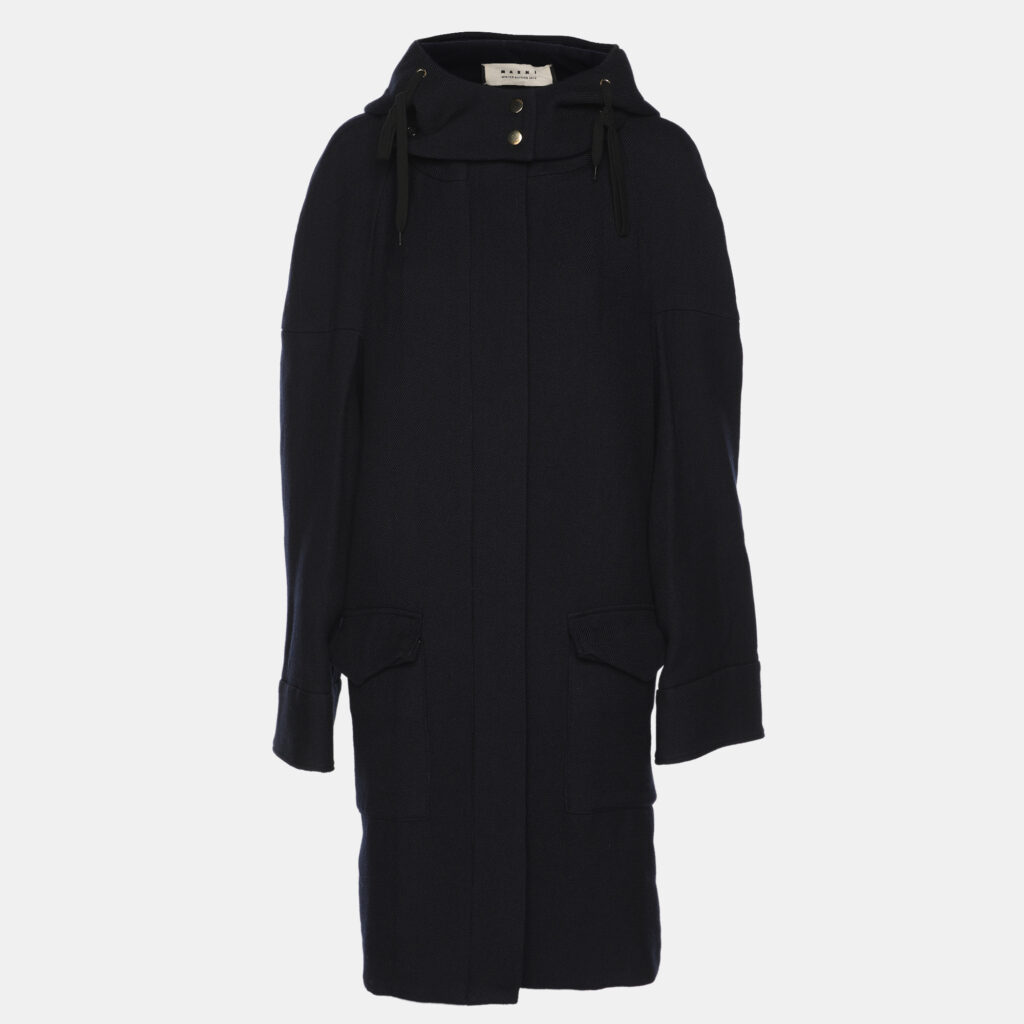 Marni Navy Blue Wool Blend Trench Coat M Marni Navy Blue Wool Blend Trench Coat M