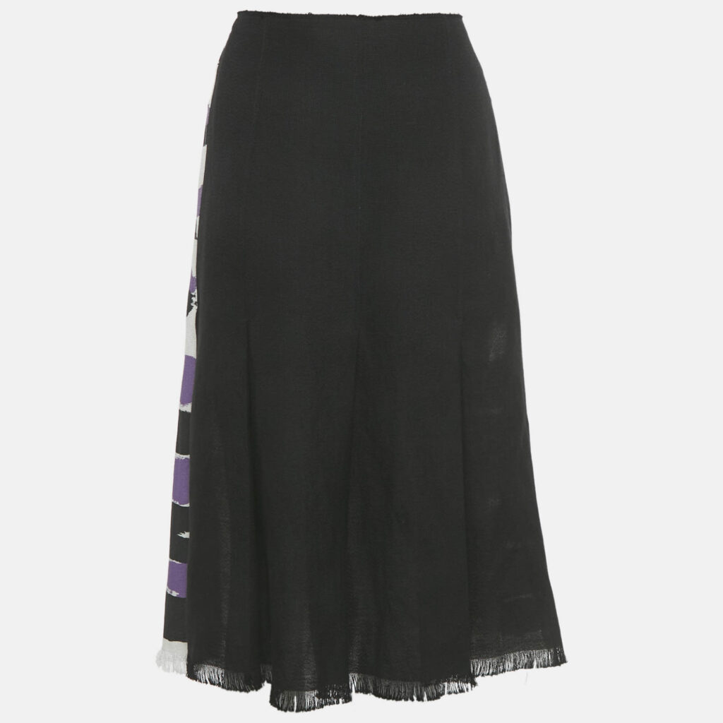 Marni Black /Purple Striped Hemp Blend Wrap Midi Skirt M Marni Black /Purple Striped Hemp Blend Wrap Midi Skirt M