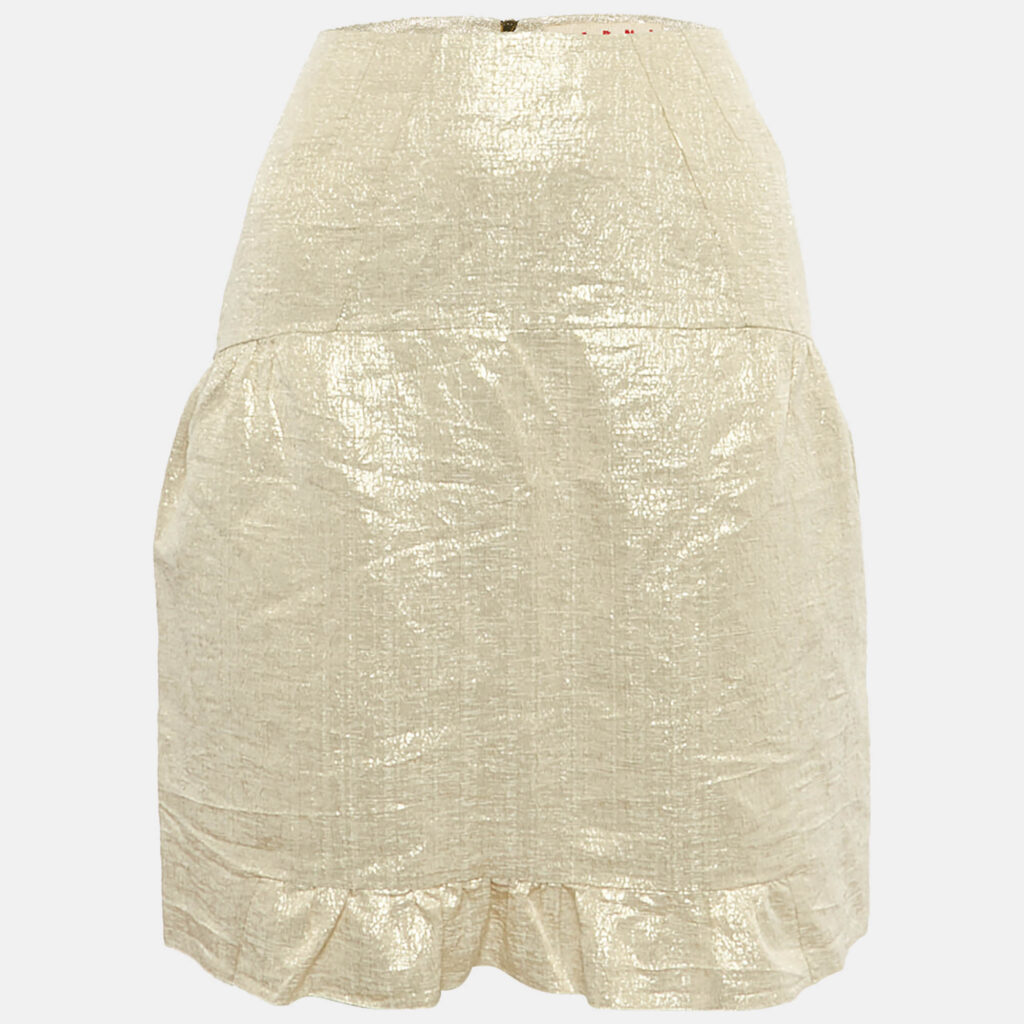 luxury-women-marni-used-clothes-p1235091-006-1.jpg Marni Gold Silk Blend Lurex Mini Skirt S