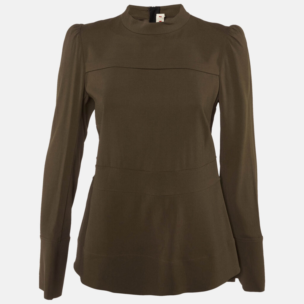 Marni Brown Crepe Zip UP Top S Marni Brown Crepe Zip UP Top S
