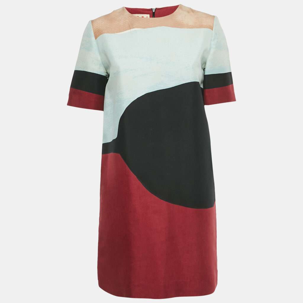 Marni Multicolor Abstract Print Cotton Mini Dress M