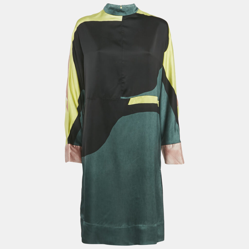 Marni Multicolor Satin Shift Dress M Marni Multicolor Satin Shift Dress M