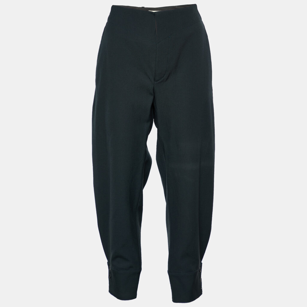 luxury-women-marni-used-clothes-p750777-002-1.jpg Marni Dark Grey Wool Buttoned Hem Detail Trousers M