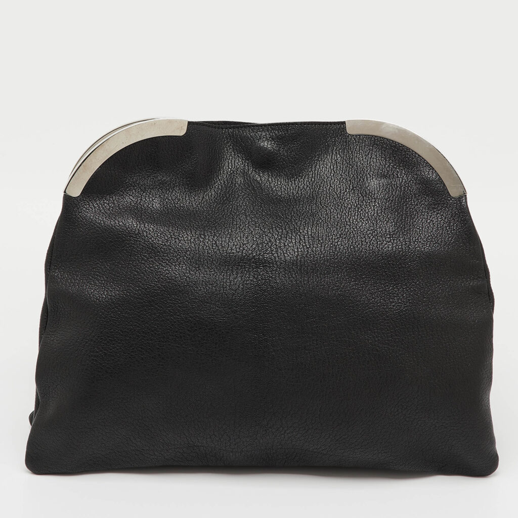 luxury-women-marni-used-handbags-p1240517-008-1.jpg Marni Black Leather Oversized Foldover Frame Clutch