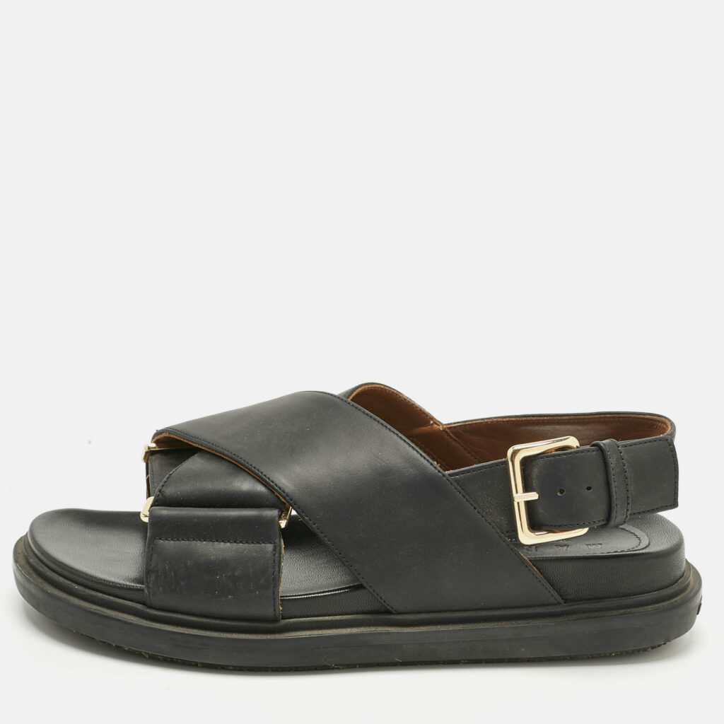 Marni Black Leather Fussbett Sabot Slingback Sandals Size 36 Marni Black Leather Fussbett Sabot Slingback Sandals Size 36