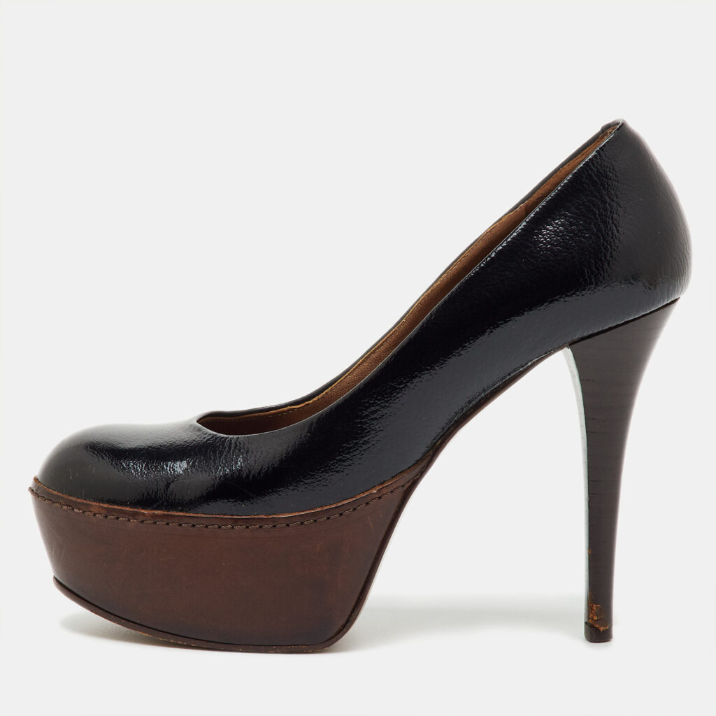 Marni Black Patent Leather Round Toe Platform Pumps Size 36 Marni Black Patent Leather Round Toe Platform Pumps Size 36