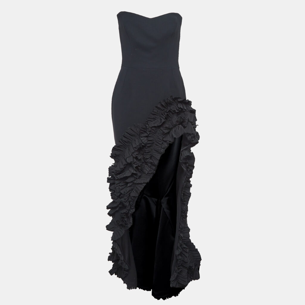 Maticevski Black Crepe Ruffled Asymmetric Gown M Maticevski Black Crepe Ruffled Asymmetric Gown M