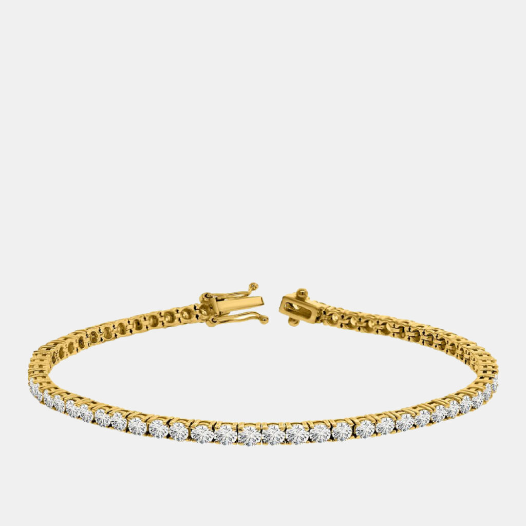 2.5 cts Brilliant Cut Round Lab Grown Diamond 14K Solid Yellow Gold 7" Tennis Bracelet 2.5 cts Brilliant Cut Round Lab Grown Diamond 14K Solid Yellow Gold 7" Tennis Bracelet