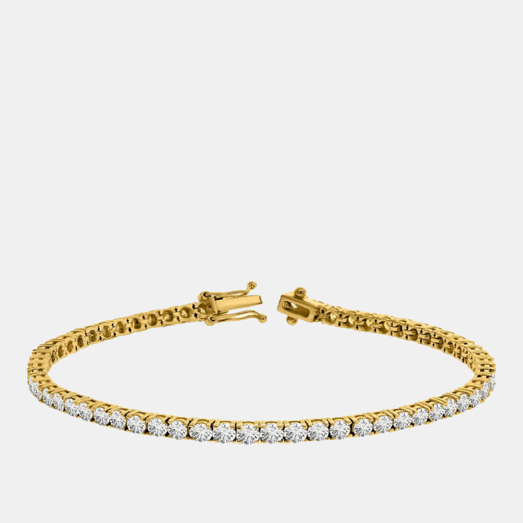 3.00 cts Brilliant Round Cut Lab Grown Diamond 14K Solid Yellow Gold 7" Tennis Bracelet 3.00 cts Brilliant Round Cut Lab Grown Diamond 14K Solid Yellow Gold 7" Tennis Bracelet