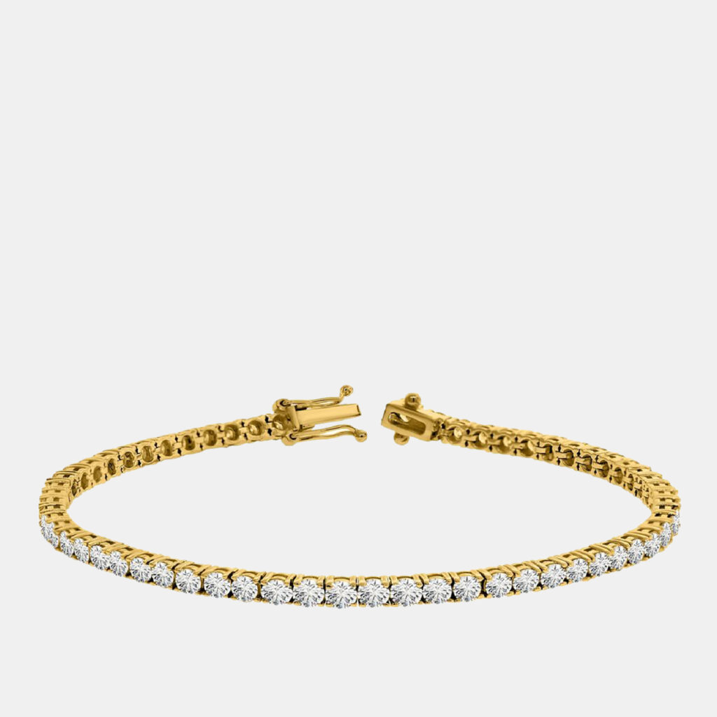 5.00 cts Brilliant Cut Round Lab Grown Diamond 14K Solid Yellow Gold 7" Tennis Bracelet 5.00 cts Brilliant Cut Round Lab Grown Diamond 14K Solid Yellow Gold 7" Tennis Bracelet