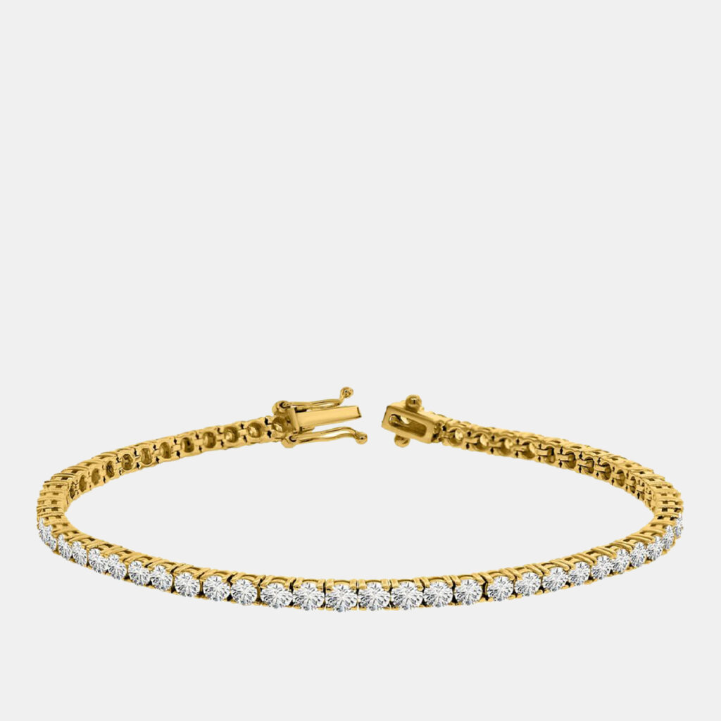 6.00 cts Brilliant Cut Round Lab Grown Diamond 14K Solid Yellow Gold 7" Tennis Bracelet 6.00 cts Brilliant Cut Round Lab Grown Diamond 14K Solid Yellow Gold 7" Tennis Bracelet