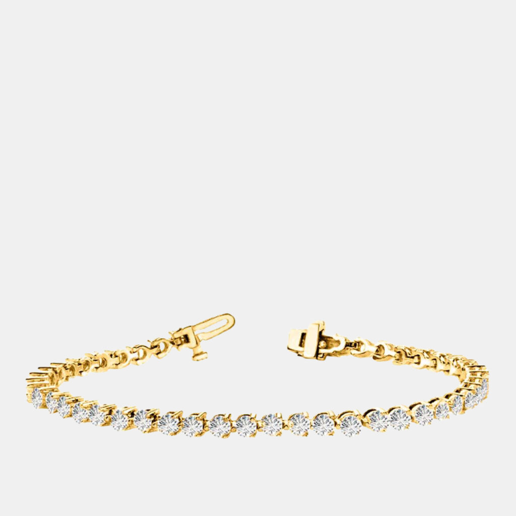 4cts Lab Grown Diamond 14K Yellow Gold 3-Prong 7" Tennis Bracelet 4cts Lab Grown Diamond 14K Yellow Gold 3-Prong 7" Tennis Bracelet