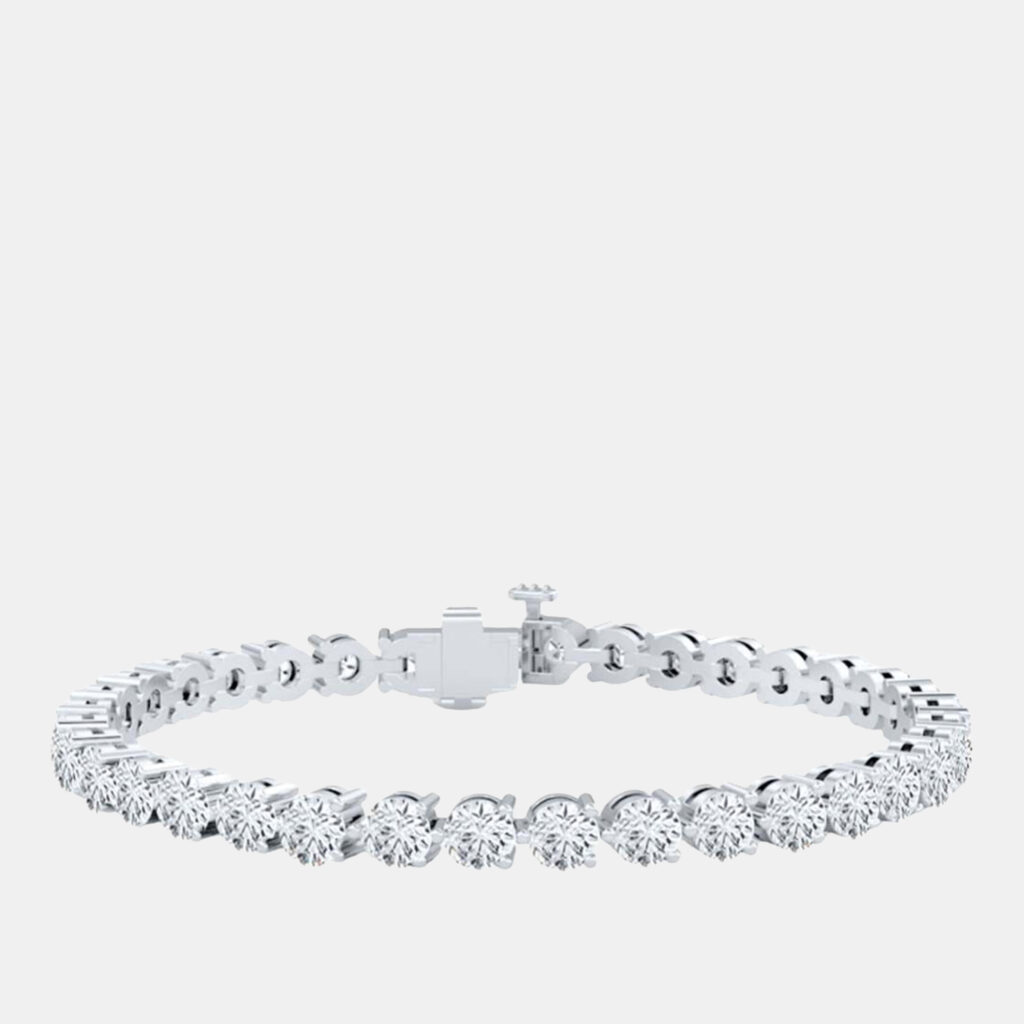 8.00 cts Brilliant Cut Lab Grown Diamond 14K White Gold 3 Prong Tennis Bracelet 8.00 cts Brilliant Cut Lab Grown Diamond 14K White Gold 3 Prong Tennis Bracelet