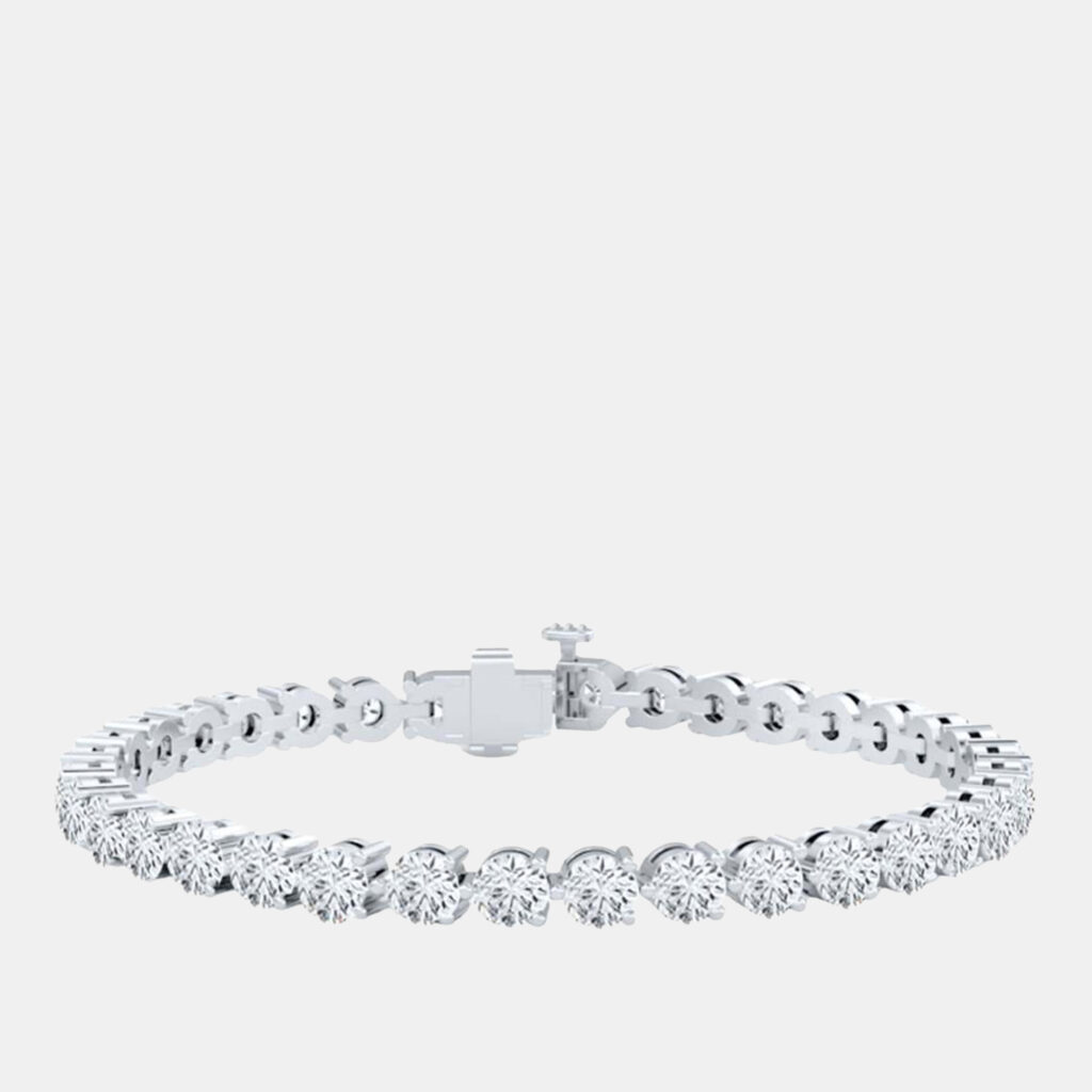 12.00 cts Brilliant Cut Lab Grown Diamond 14K White Gold 3 Prong Tennis Bracelet