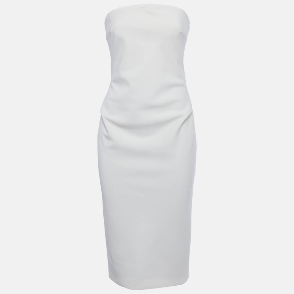 Max Mara Off-White Wool Strapless Bernard Dress S Max Mara Off-White Wool Strapless Bernard Dress S