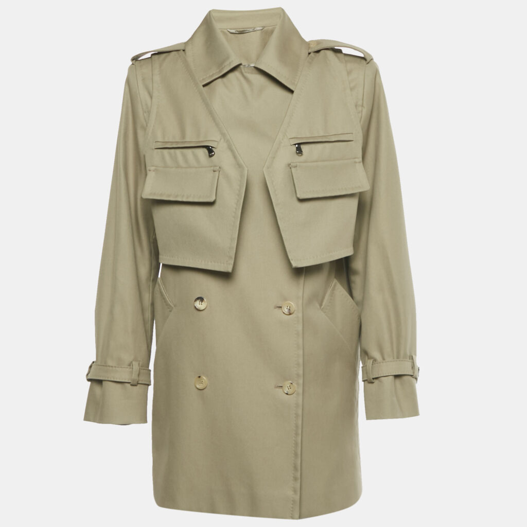 Max Mara Sfilata Khaki Green Gabardine Double Breasted Peonie Coat S Max Mara Sfilata Khaki Green Gabardine Double Breasted Peonie Coat S