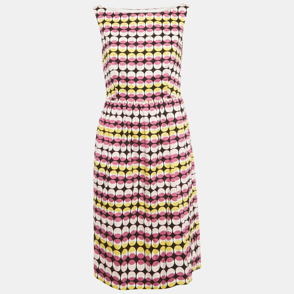 Max Mara Studio Pink Printed Cotton Short Dress M Max Mara Studio Pink Printed Cotton Short Dress M