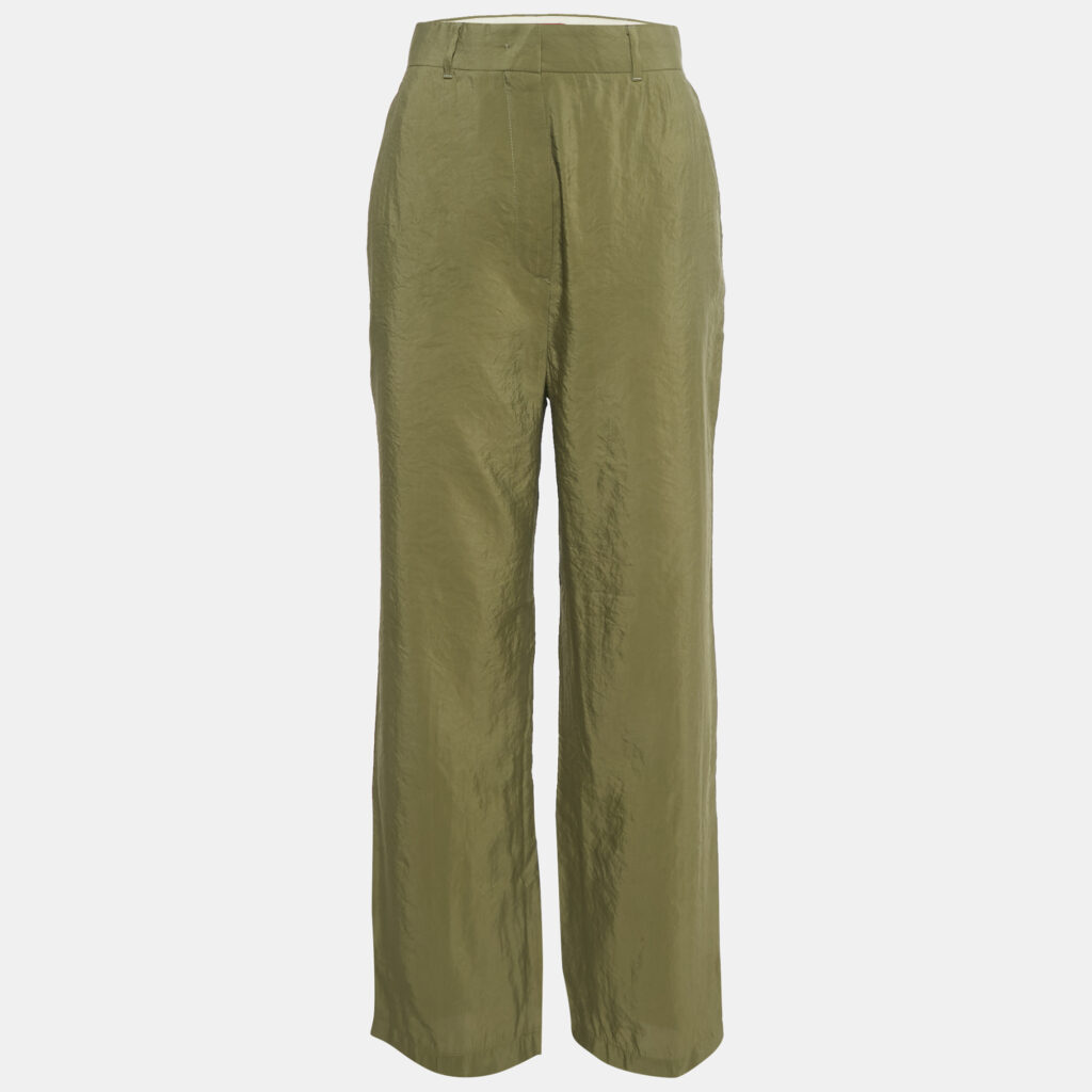 Max Mara Studio Green Crepe Straight Leg Trousers S Max Mara Studio Green Crepe Straight Leg Trousers S