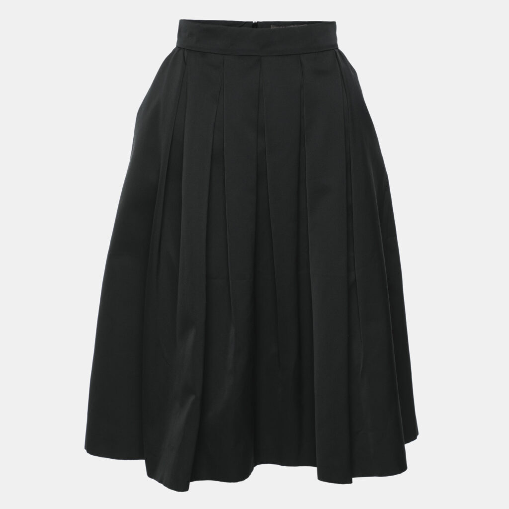 Max Mara Black Cotton Blend Pleated Midi Skirt S Max Mara Black Cotton Blend Pleated Midi Skirt S