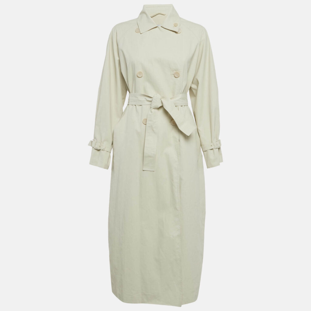 Max Mara Beige Linen Double Breasted Trench Coat S Max Mara Beige Linen Double Breasted Trench Coat S
