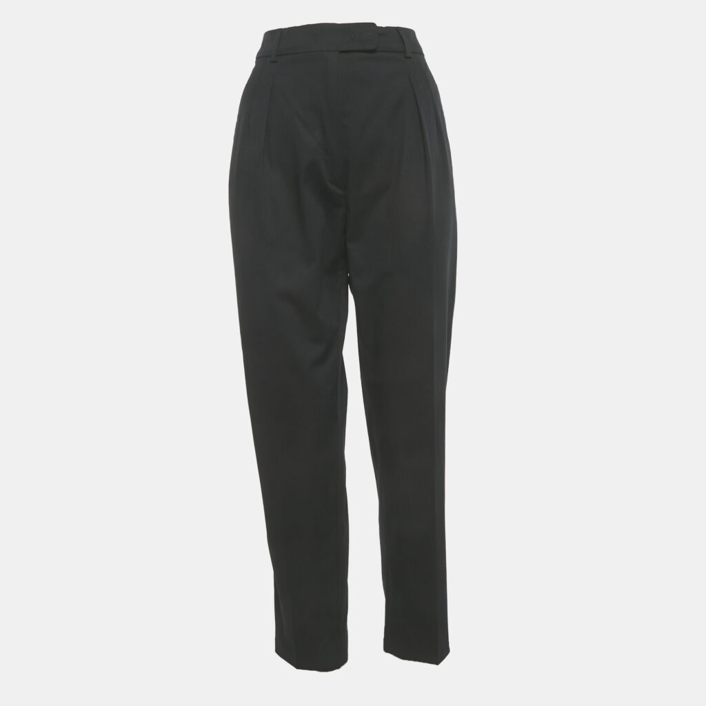 Max Mara Black Cotton Tapered Formal Trousers M Max Mara Black Cotton Tapered Formal Trousers M