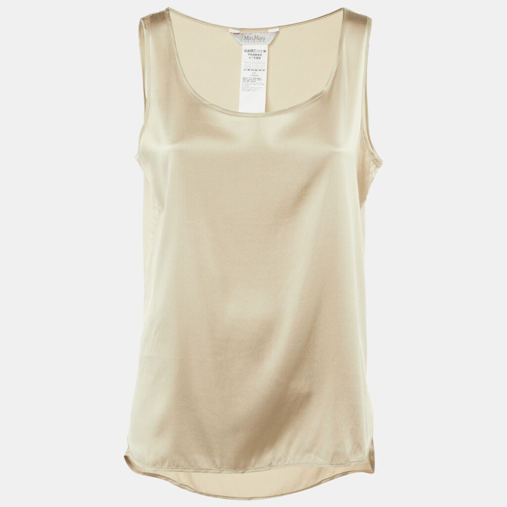 Max Mara Leisure Beige Silk Tank Top L Max Mara Leisure Beige Silk Tank Top L