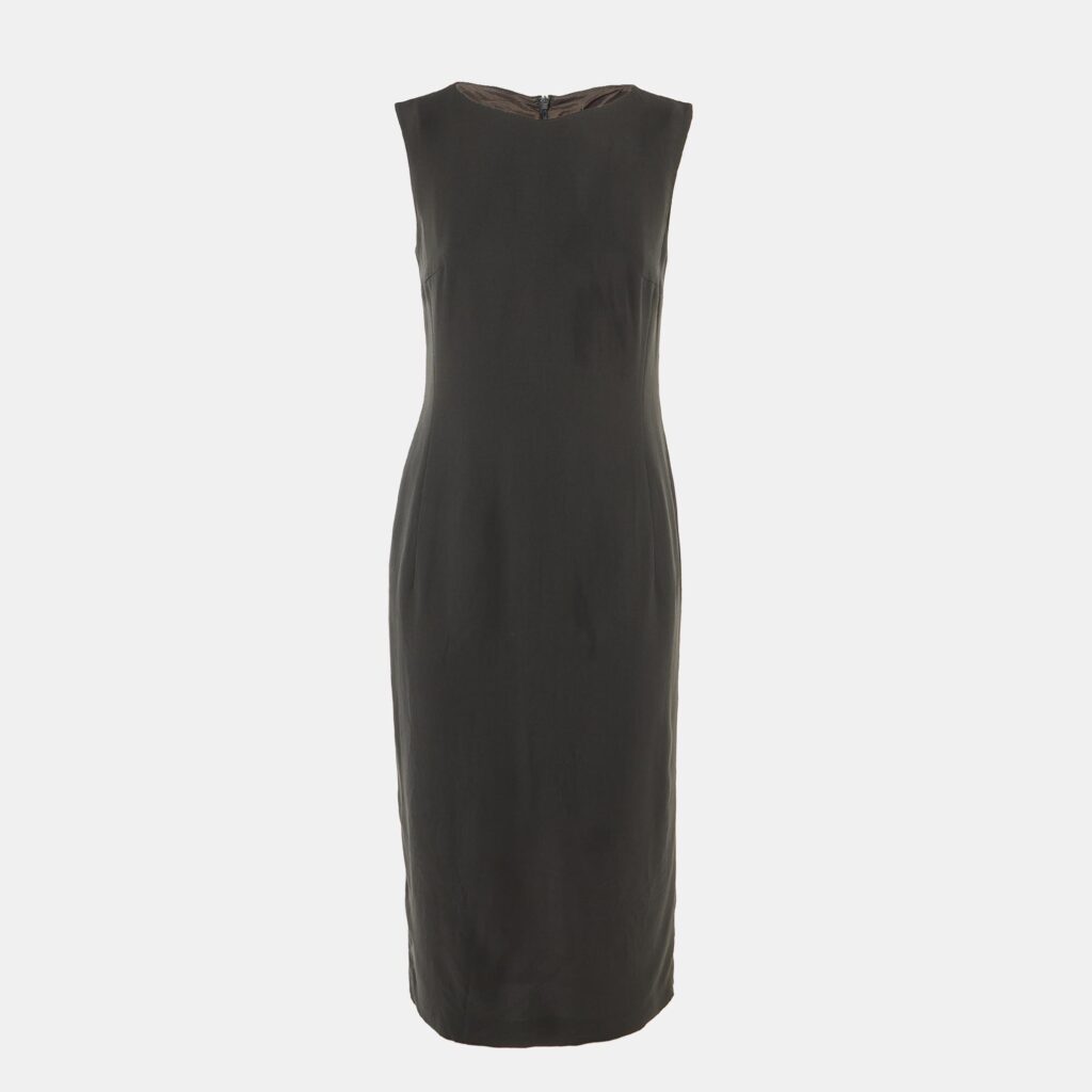 Max Mara Charcoal Grey Crepe Sleeveless Midi Dress M Max Mara Charcoal Grey Crepe Sleeveless Midi Dress M