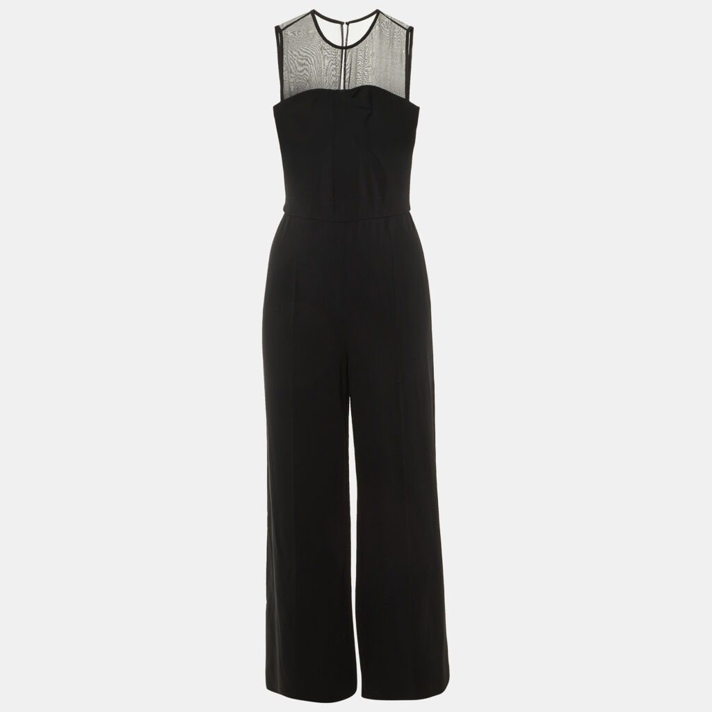 Max Mara Black Crepe Wide Leg Cady Jumpsuit S Max Mara Black Crepe Wide Leg Cady Jumpsuit S