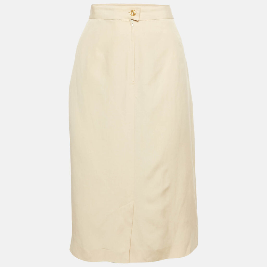 Max Mara Cream Silk Blend Pencil Skirt L Max Mara Cream Silk Blend Pencil Skirt L