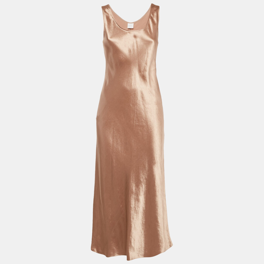 Max Mara Leisure Beige Satin Sleeveless Midi Dress M Max Mara Leisure Beige Satin Sleeveless Midi Dress M