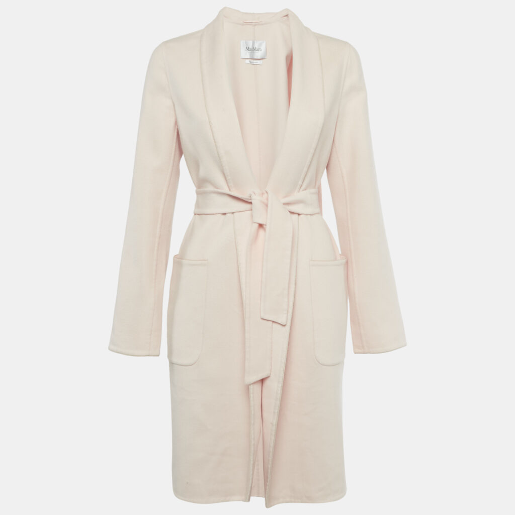 Max Mara Pink Wool Felt Belted Coat M