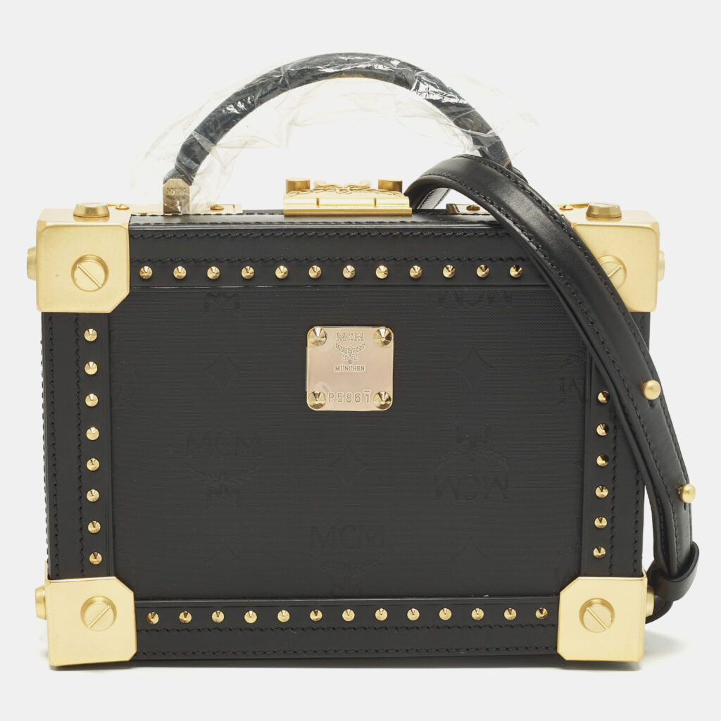 MCM Black Visetos Coated Canvas and Leather Berlin Box Bag MCM Black Visetos Coated Canvas and Leather Berlin Box Bag