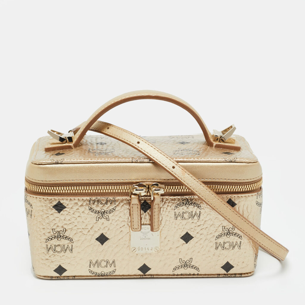 MCM Rockstar Gold Visetos Coated Canvas Vanity Case MCM Rockstar Gold Visetos Coated Canvas Vanity Case