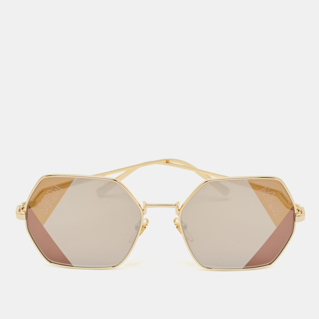 MCM Brown/Gold Tone MCM126S Geometric Sunglasses MCM Brown/Gold Tone MCM126S Geometric Sunglasses