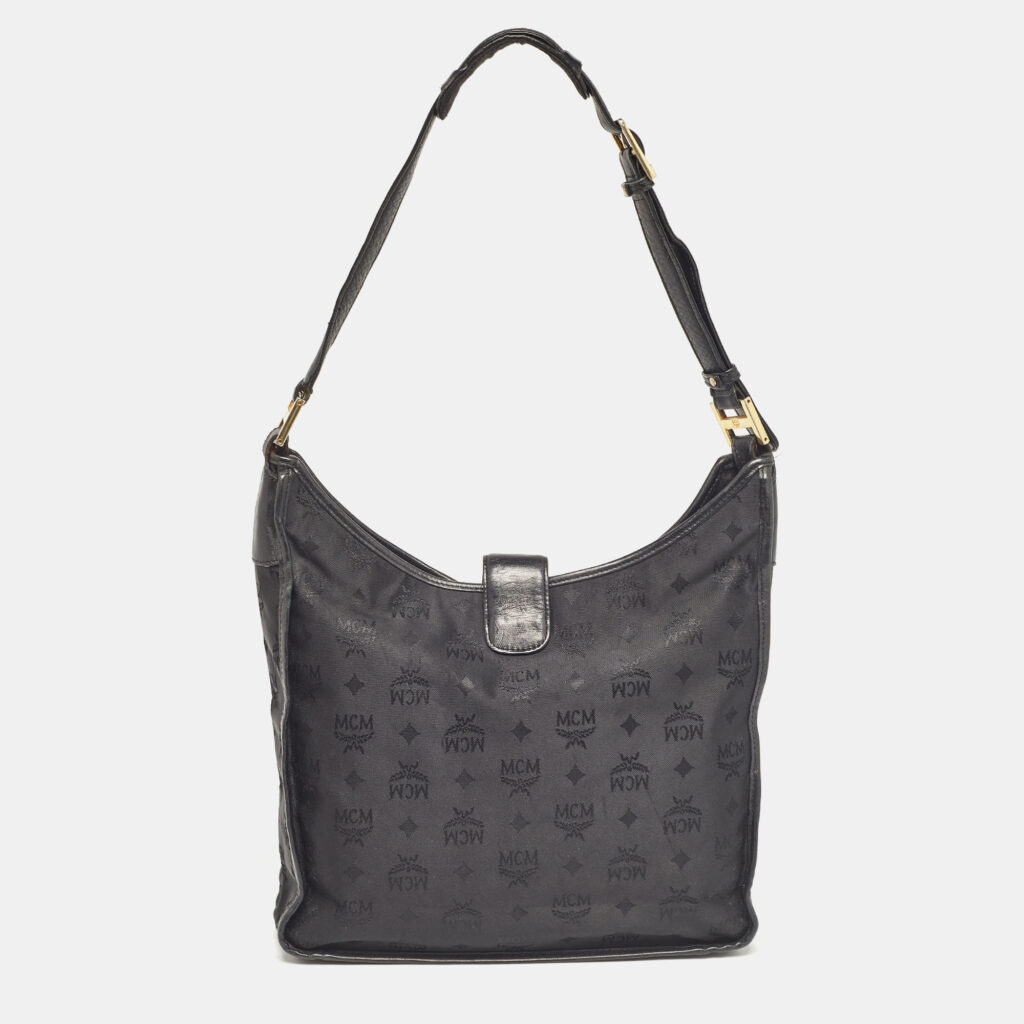 MCM Black Visetos Nylon and Leather Zip Shoulder Bag MCM Black Visetos Nylon and Leather Zip Shoulder Bag