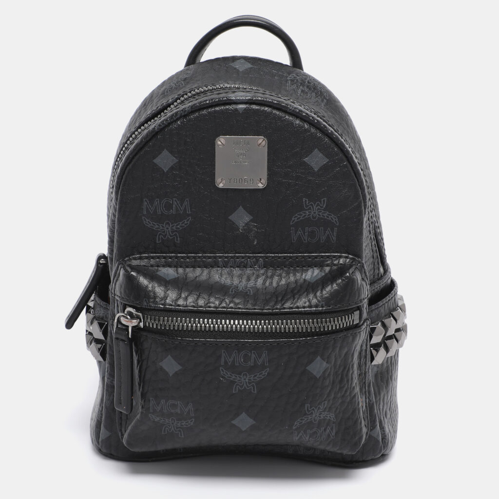MCM Black Visetos Coated Canvas Mini Studded Stark-Bebe Boo Backpack MCM Black Visetos Coated Canvas Mini Studded Stark-Bebe Boo Backpack