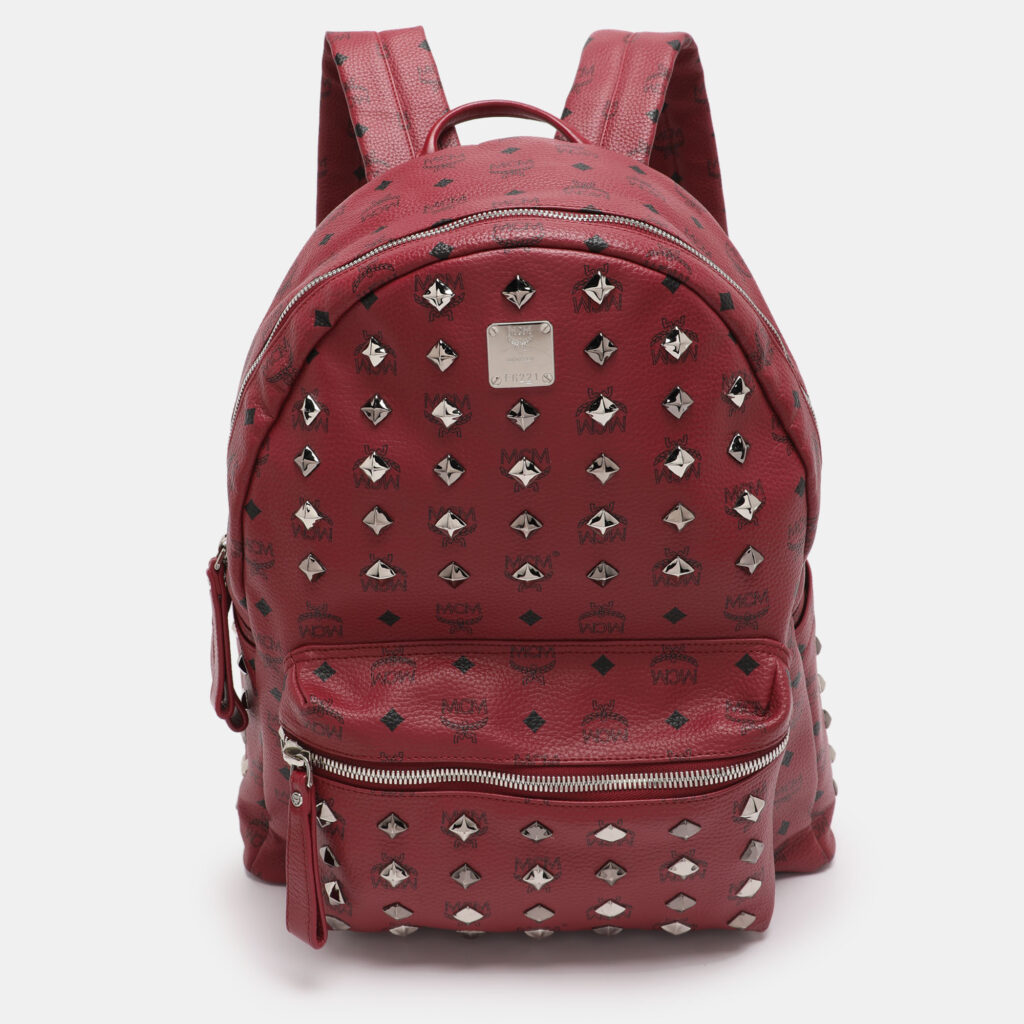MCM Fuchsia Visetos Coated Canvas Large Studs Stark Backpack MCM Fuchsia Visetos Coated Canvas Large Studs Stark Backpack