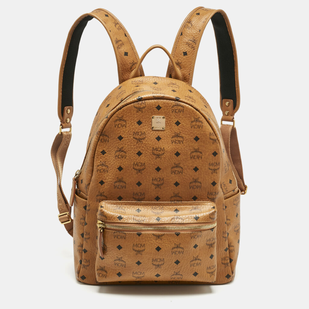 MCM Cognac Visetos Coated Canvas Medium Stark Backpack MCM Cognac Visetos Coated Canvas Medium Stark Backpack