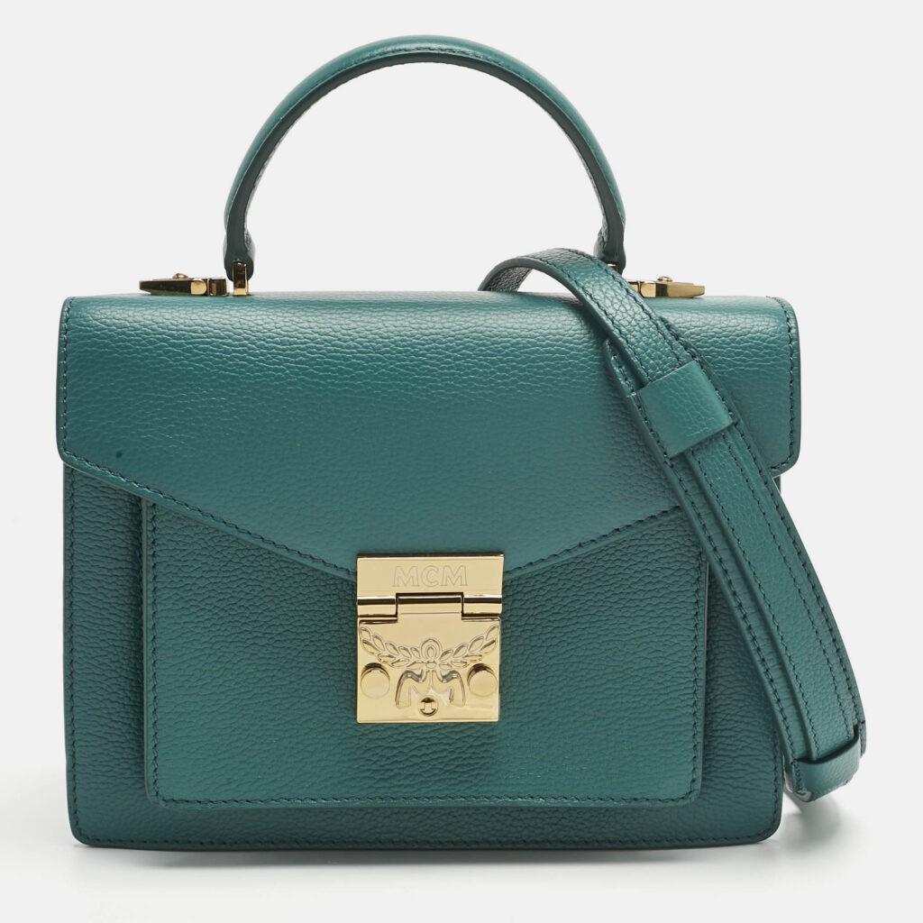 MCM Teal Green Leather Patricia Top Handle Bag MCM Teal Green Leather Patricia Top Handle Bag