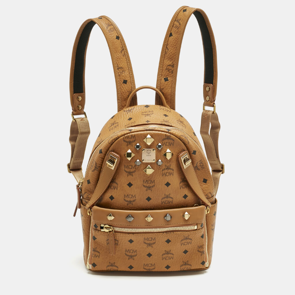 MCM Cognac Visetos Coated Canvas Small Studded Dual Stark Backpack MCM Cognac Visetos Coated Canvas Small Studded Dual Stark Backpack