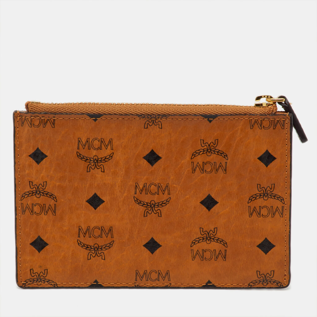 MCM Tan Visetos Coated Canvas Zip Coin Purse