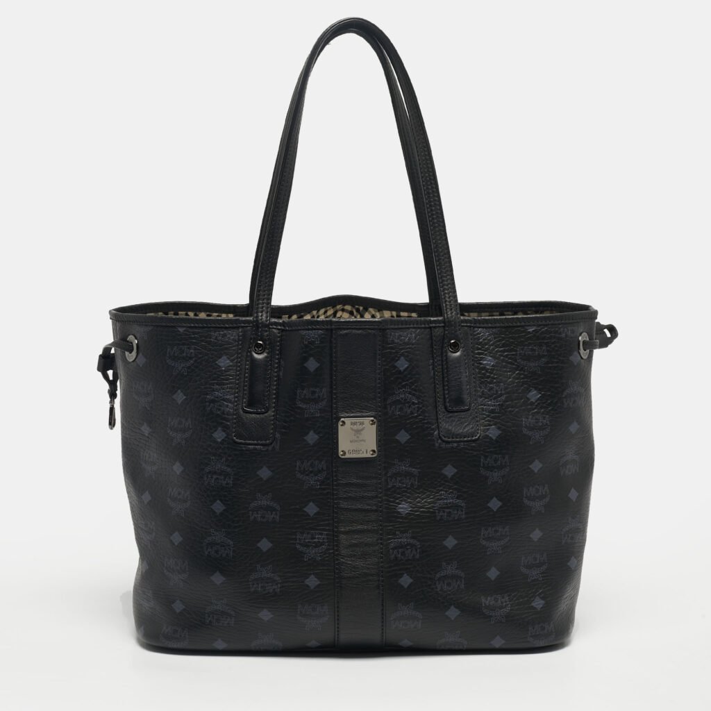 MCM Black Visetos Coated Canvas and Fabric Project Reversible Tote MCM Black Visetos Coated Canvas and Fabric Project Reversible Tote