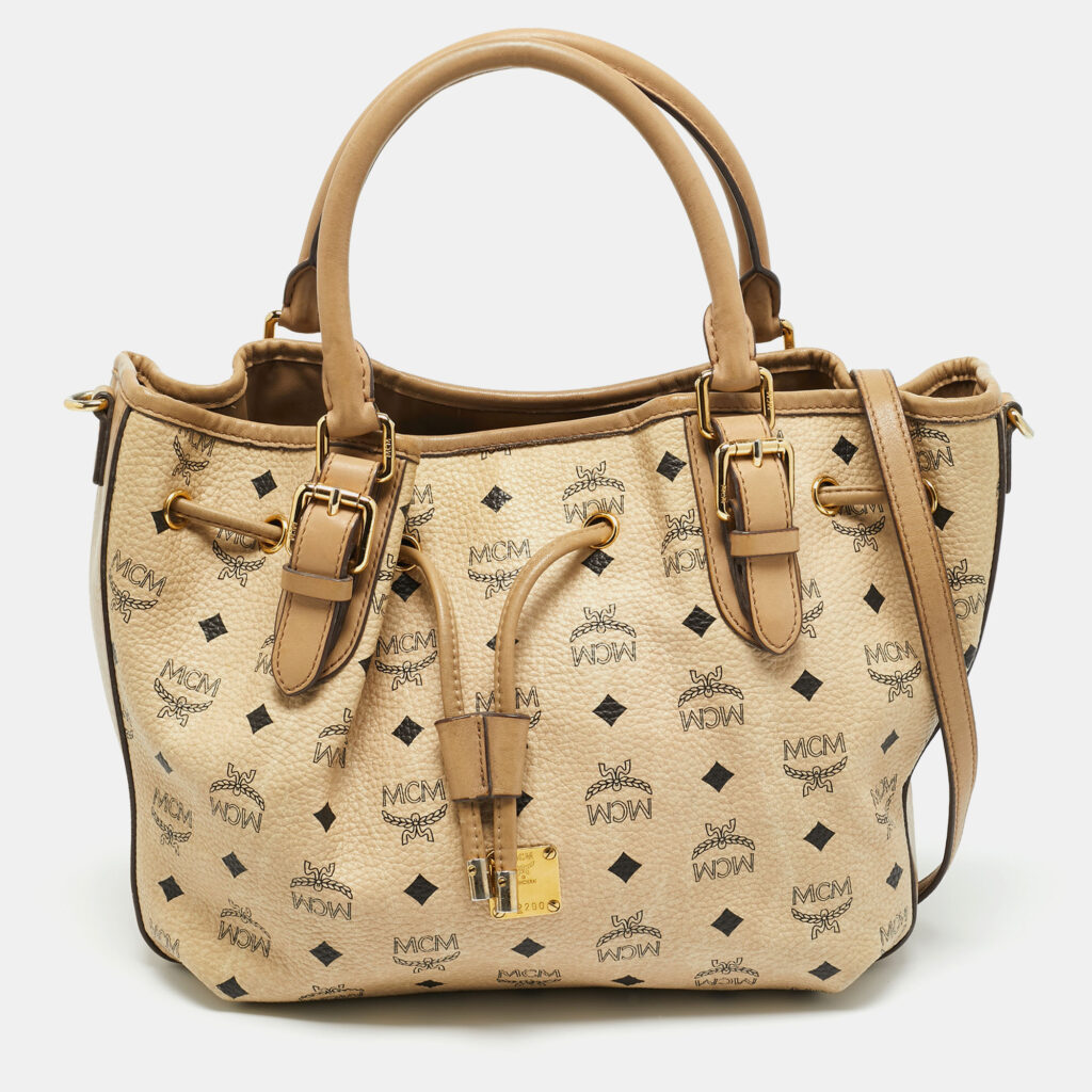 luxury-women-mcm-used-handbags-p1249838-006-1.jpg MCM Beige Visetos Coated Canvas Drawstring Tote