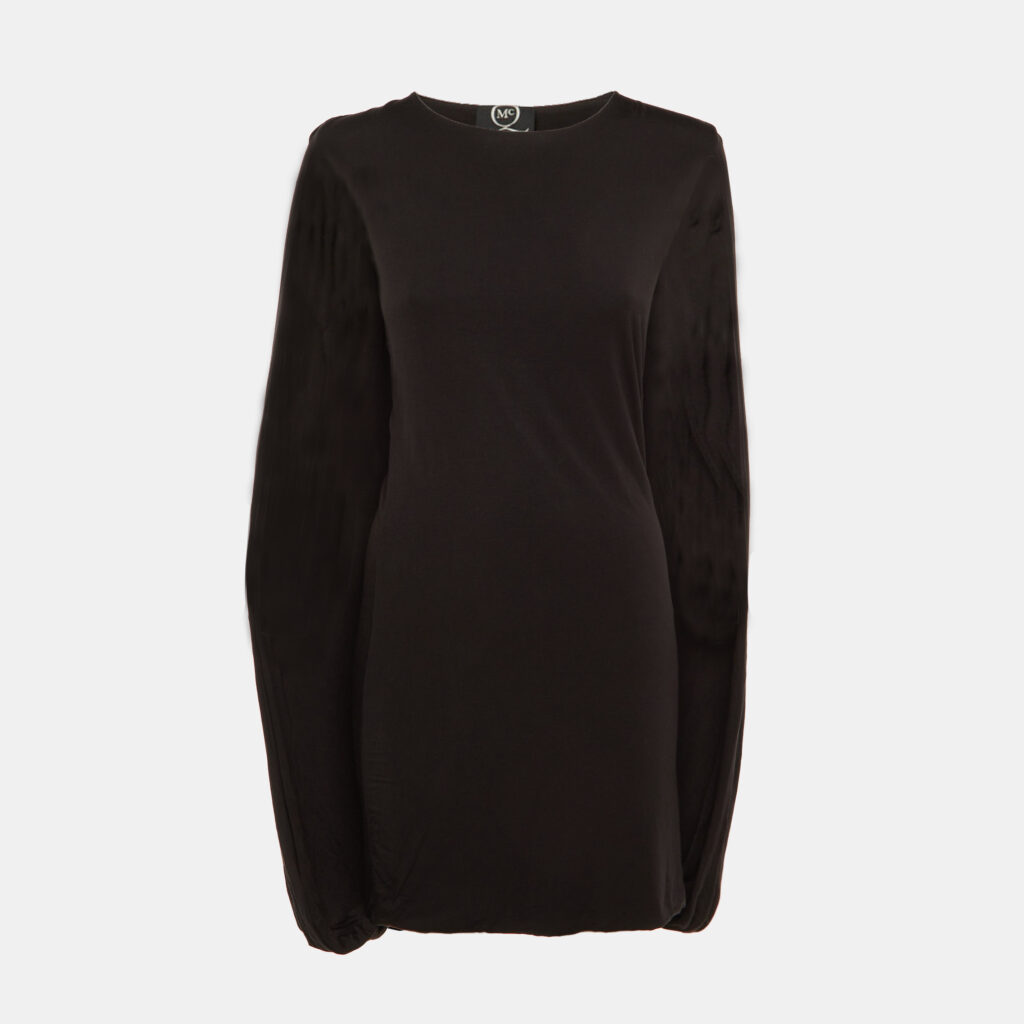 McQ by Alexander McQueen Black Jersey Gathered Mini Dress M