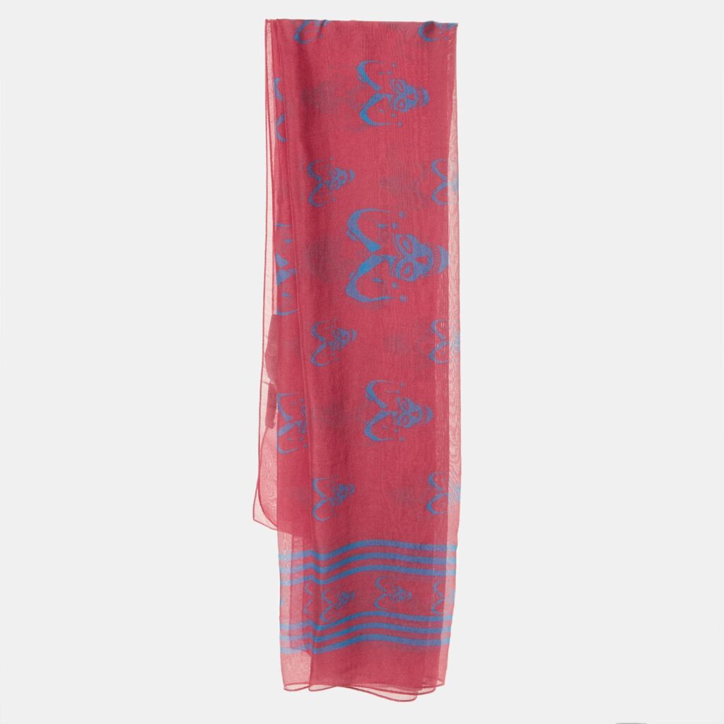 luxury-women-mcq-by-alexander-mcqueen-used-accessories-p1236640-004-1.jpg McQ by Alexander McQueen Coral Pink Skull Print Silk Scarf