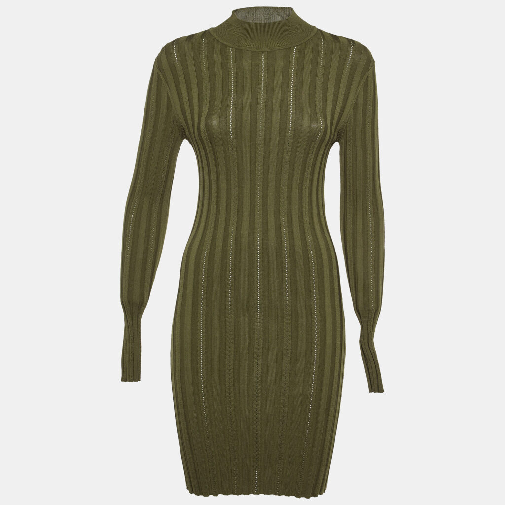 McQ by Alexander McQueen Green Rib Knit Bodycon Dress M McQ by Alexander McQueen Green Rib Knit Bodycon Dress M